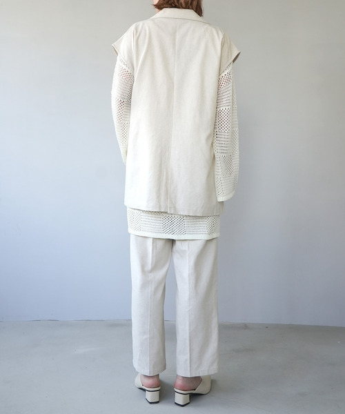 c.u.l（シーユーエル）の「【c.u.l:w】リネンライク テーラードベスト culwd22ss001（ベスト・レディース・ブラック/ベージュ/アイボリー・FREE）」の14枚目の写真