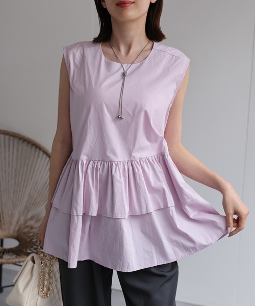 sakishimatokyo（サキシマトーキョー）の「【選べる柄】ノースリーブ ティアードチュニック/ギンガムチェック（チュニック・レディース・ホワイト/ブラック/オレンジ/ピンク/オフホワイト/ブラック系その他/ブラウン系その他/ブラック系その他2/ブルー・FREE）」の8枚目の写真