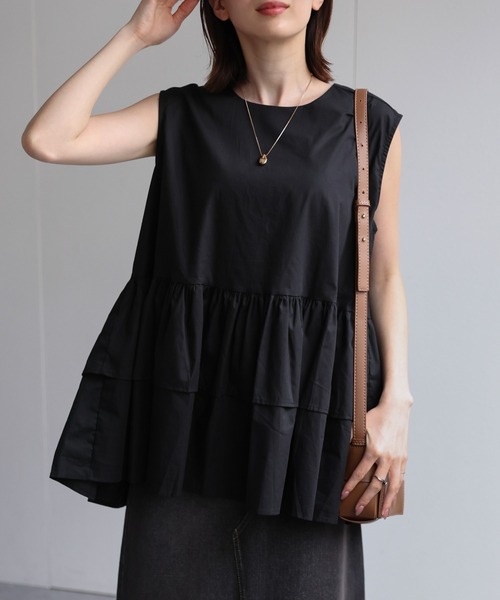 sakishimatokyo（サキシマトーキョー）の「【選べる柄】ノースリーブ ティアードチュニック/ギンガムチェック（チュニック・レディース・ホワイト/ブラック/オレンジ/ピンク/オフホワイト/ブラック系その他/ブラウン系その他/ブラック系その他2/ブルー・FREE）」の12枚目の写真