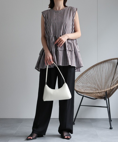 sakishimatokyo（サキシマトーキョー）の「【選べる柄】ノースリーブ ティアードチュニック/ギンガムチェック（チュニック・レディース・ホワイト/ブラック/オレンジ/ピンク/オフホワイト/ブラック系その他/ブラウン系その他/ブラック系その他2/ブルー・FREE）」の22枚目の写真