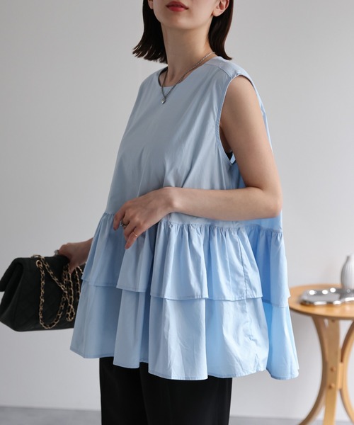 sakishimatokyo（サキシマトーキョー）の「【選べる柄】ノースリーブ ティアードチュニック/ギンガムチェック（チュニック・レディース・ホワイト/ブラック/オレンジ/ピンク/オフホワイト/ブラック系その他/ブラウン系その他/ブラック系その他2/ブルー・FREE）」の21枚目の写真