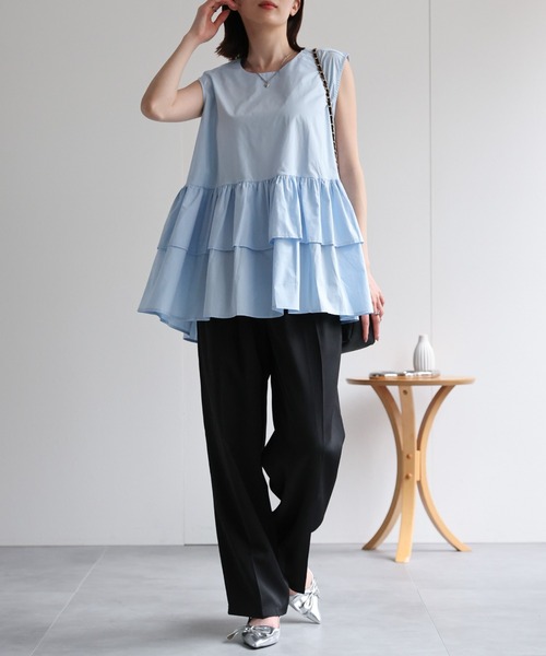 sakishimatokyo（サキシマトーキョー）の「【選べる柄】ノースリーブ ティアードチュニック/ギンガムチェック（チュニック・レディース・ホワイト/ブラック/オレンジ/ピンク/オフホワイト/ブラック系その他/ブラウン系その他/ブラック系その他2/ブルー・FREE）」の19枚目の写真