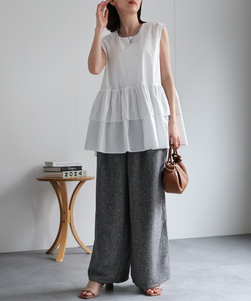 sakishimatokyo（サキシマトーキョー）の「【選べる柄】ノースリーブ ティアードチュニック/ギンガムチェック（チュニック・レディース・ホワイト/ブラック/オレンジ/ピンク/オフホワイト/ブラック系その他/ブラウン系その他/ブラック系その他2/ブルー・FREE）」の13枚目の写真