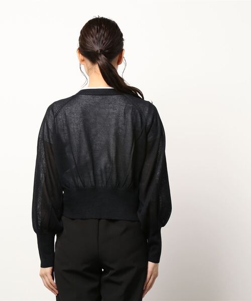 AZUL by moussy（アズールバイマウジー）の「SHEER KNIT CARDIGAN/シアーニットカーディガン（カーディガン/ボレロ・レディース・ブラック/ライム/ブルー/アイボリー/オレンジ・FREE）」の6枚目の写真
