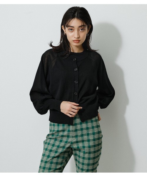 AZUL by moussy（アズールバイマウジー）の「SHEER KNIT CARDIGAN/シアーニットカーディガン（カーディガン/ボレロ・レディース・ブラック/ライム/ブルー/アイボリー/オレンジ・FREE）」の17枚目の写真