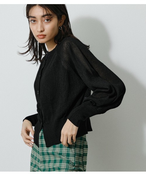 AZUL by moussy（アズールバイマウジー）の「SHEER KNIT CARDIGAN/シアーニットカーディガン（カーディガン/ボレロ・レディース・ブラック/ライム/ブルー/アイボリー/オレンジ・FREE）」の18枚目の写真