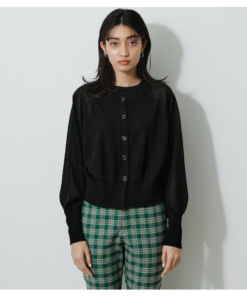 AZUL by moussy（アズールバイマウジー）の「SHEER KNIT CARDIGAN/シアーニットカーディガン（カーディガン/ボレロ・レディース・ブラック/ライム/ブルー/アイボリー/オレンジ・FREE）」の20枚目の写真
