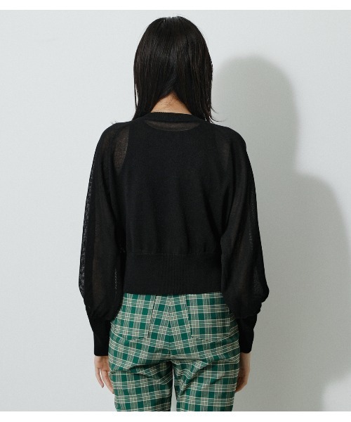 AZUL by moussy（アズールバイマウジー）の「SHEER KNIT CARDIGAN/シアーニットカーディガン（カーディガン/ボレロ・レディース・ブラック/ライム/ブルー/アイボリー/オレンジ・FREE）」の22枚目の写真