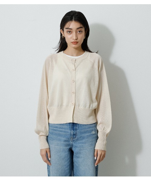 AZUL by moussy（アズールバイマウジー）の「SHEER KNIT CARDIGAN/シアーニットカーディガン（カーディガン/ボレロ・レディース・ブラック/ライム/ブルー/アイボリー/オレンジ・FREE）」の11枚目の写真