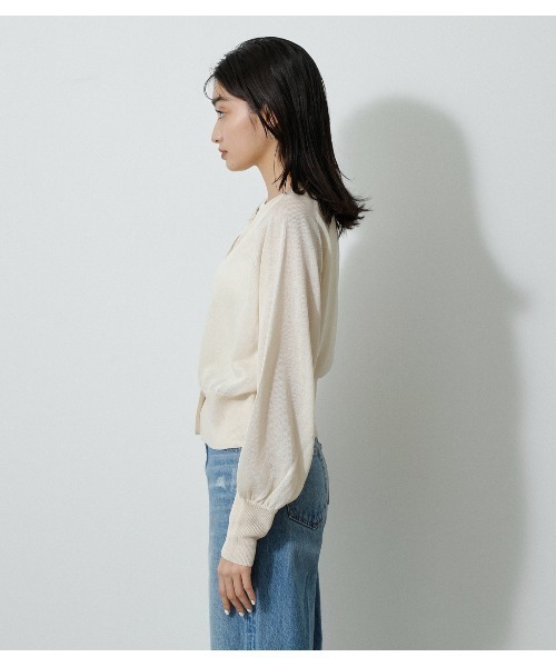 AZUL by moussy（アズールバイマウジー）の「SHEER KNIT CARDIGAN/シアーニットカーディガン（カーディガン/ボレロ・レディース・ブラック/ライム/ブルー/アイボリー/オレンジ・FREE）」の12枚目の写真