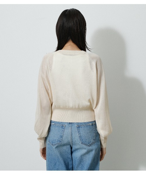 AZUL by moussy（アズールバイマウジー）の「SHEER KNIT CARDIGAN/シアーニットカーディガン（カーディガン/ボレロ・レディース・ブラック/ライム/ブルー/アイボリー/オレンジ・FREE）」の13枚目の写真