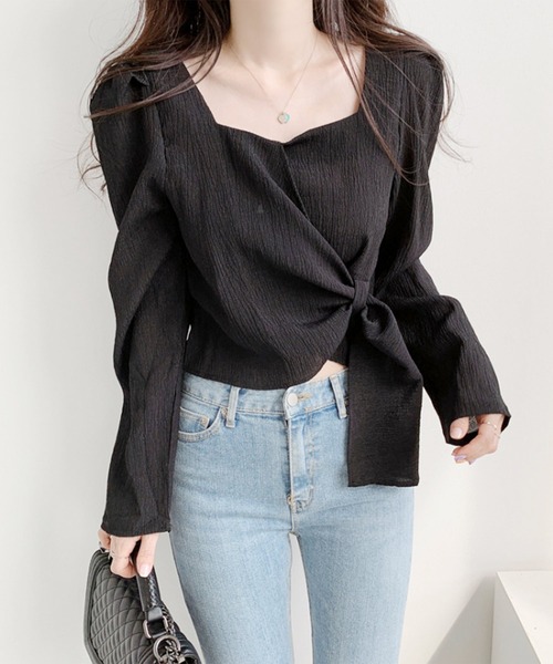 Amulet(アミュレット)の「ワッシャーリボンブラウス(シャツ/ブラウス・レディース・ホワイト/ブラック/ベージュ・M/L/XL)」の5枚目の写真