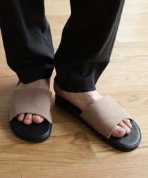 フェイクレザースライドサンダル