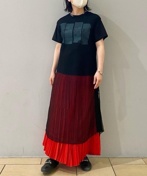 Lui's(ルイス)の「サイドラインメッシュワンピース(ワンピース・レディース・ブラック/ネイビー・FREE)」の10枚目の写真