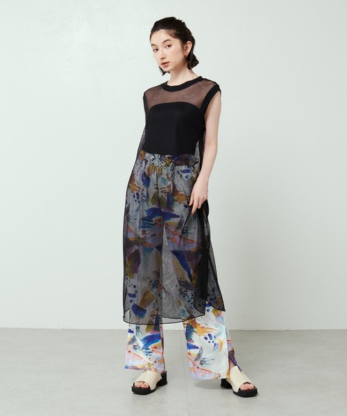 Lui's(ルイス)の「サイドラインメッシュワンピース(ワンピース・レディース・ブラック/ネイビー・FREE)」の3枚目の写真