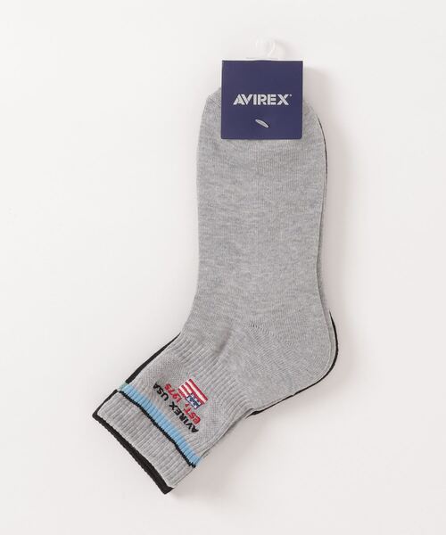 AVIREX(アヴィレックス)の「【直営店限定】ライン クルー ソックス / LINE CREW SOCKS / アヴィレックス / AVIREX(ソックス/靴下・メンズ・オフホワイト/グレー・FREE)」の1枚目の写真