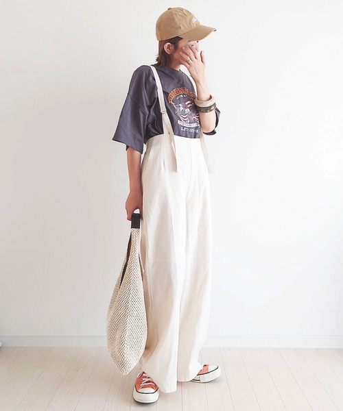 CORNERS（コーナーズ）の「CORNERS by yui　アソートサスペンダー付きストレートパンツ（サロペット/オーバーオール・レディース・ブラック/アイボリー/グリーン/ブルー/ブラック系その他/カーキ/ベージュ/ベージュ系その他・M/L）」の9枚目の写真