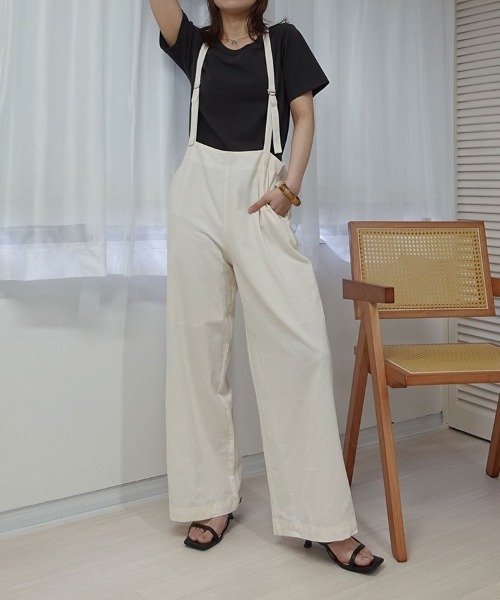 CORNERS（コーナーズ）の「アソートサスペンダー付きストレートパンツ（サロペット/オーバーオール・レディース・ブラック/アイボリー/グリーン/ブルー/ブラック系その他/カーキ/ベージュ/ベージュ系その他・M/L）」の20枚目の写真