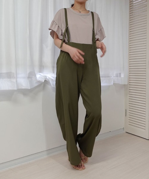 CORNERS（コーナーズ）の「アソートサスペンダー付きストレートパンツ（サロペット/オーバーオール・レディース・ブラック/アイボリー/グリーン/ブルー/ブラック系その他/カーキ/ベージュ/ベージュ系その他・M/L）」の19枚目の写真
