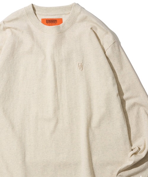 UNIVERSAL OVERALL（ユニバーサルオーバーオール）の「【UNIVERSAL OVERALL】ワンポイント刺繍ロングスリーブTシャツ / EMBROIDERY LONG SLEEVE（Tシャツ/カットソー・メンズ・ホワイト/ブラック/ネイビー/グリーン/ベージュ/チャコールグレー/オートミール・X-LARGE/MEDIUM/LARGE/SMALL）」の5枚目の写真