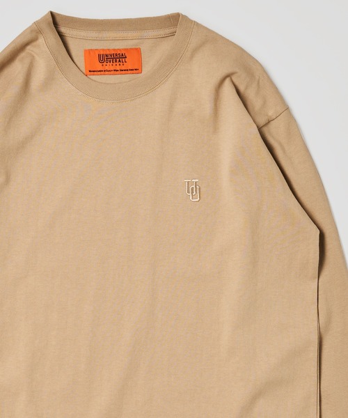 UNIVERSAL OVERALL（ユニバーサルオーバーオール）の「【UNIVERSAL OVERALL】ワンポイント刺繍ロングスリーブTシャツ / EMBROIDERY LONG SLEEVE（Tシャツ/カットソー・メンズ・ホワイト/ブラック/ネイビー/グリーン/ベージュ/チャコールグレー/オートミール・X-LARGE/MEDIUM/LARGE/SMALL）」の4枚目の写真
