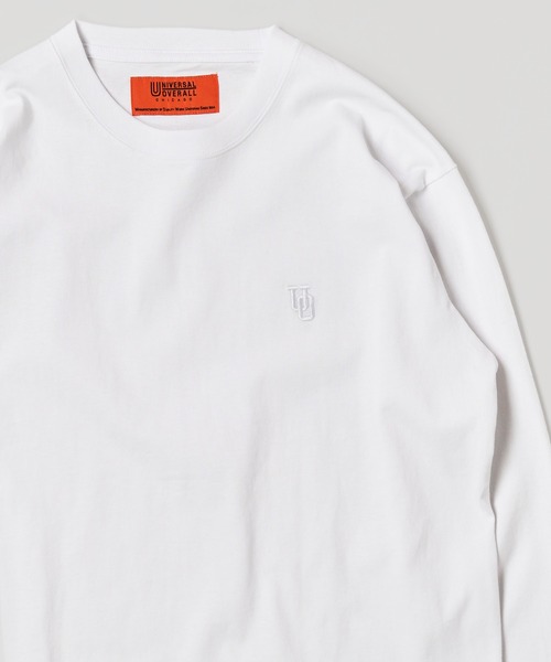 UNIVERSAL OVERALL（ユニバーサルオーバーオール）の「【UNIVERSAL OVERALL】ワンポイント刺繍ロングスリーブTシャツ / EMBROIDERY LONG SLEEVE（Tシャツ/カットソー・メンズ・ホワイト/ブラック/ネイビー/グリーン/ベージュ/チャコールグレー/オートミール・X-LARGE/MEDIUM/LARGE/SMALL）」の2枚目の写真
