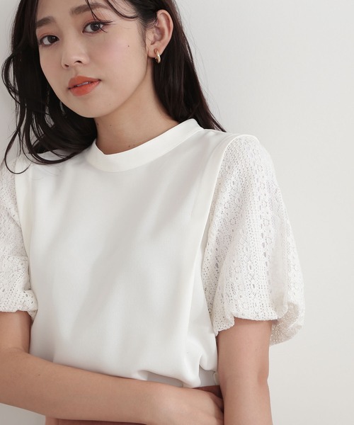 NATURAL BEAUTY BASIC（ナチュラルビューティーベーシック）の「キカレースドッキングブラウス（シャツ/ブラウス・レディース・ブラック/レッド/オフホワイト・SMALL/MEDIUM）」の2枚目の写真