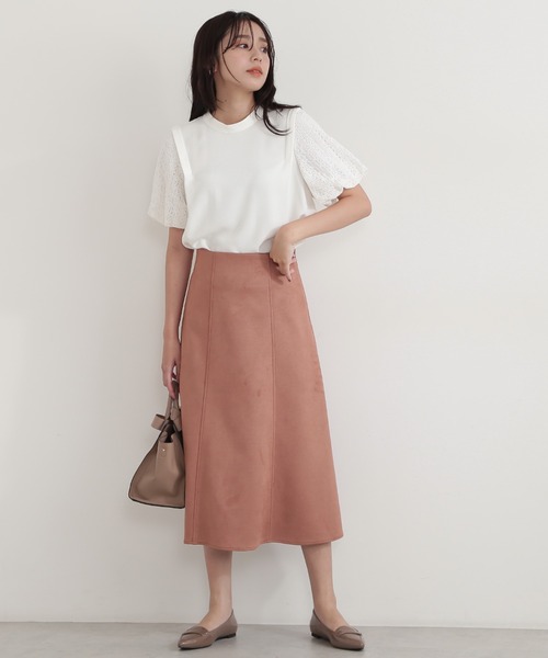 NATURAL BEAUTY BASIC（ナチュラルビューティーベーシック）の「キカレースドッキングブラウス（シャツ/ブラウス・レディース・ブラック/レッド/オフホワイト・SMALL/MEDIUM）」の4枚目の写真