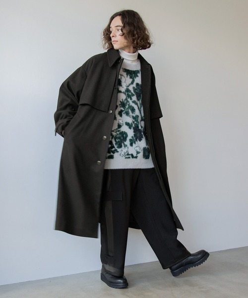 HARE(ハレ)の「ウーリーテックフラシステンコート(HARE)(ステンカラーコート・メンズ・ブラック/ダークグリーン/ライトグリーン/ブルー・SMALL/MEDIUM)」の17枚目の写真