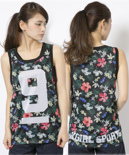 X-girl(エックスガール)の「【SEDA6月号掲載】MESH TANK TOP(タンクトップ・レディース・マルチ/ネイビー/ライトブルー・MEDIUM/SMALL)」の3枚目の写真