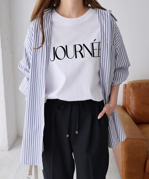 andme（アンドミー）の「カラーストライプ長袖シャツブラウス（シャツ/ブラウス・レディース・ホワイト×グリーン/ホワイト×ピンク/ホワイト×ライトグレー/ホワイト×イエロー/ホワイト×ブルー/ホワイト×パープル/キャメル・M/L）」の9枚目の写真