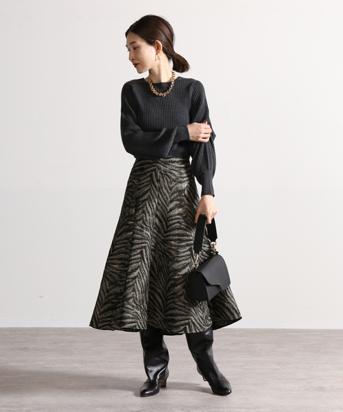 【美品】DEVEAUXゼブラサーキュラースカートVermeil par iena 美品】DEVEAUXゼブラサーキュラースカートVermeil par iena