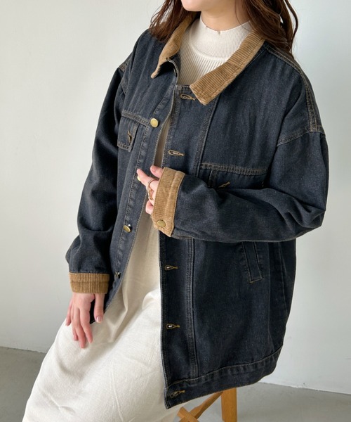 CLEA(クレア)の「ビッグシルエット デニムジャケット(デニムジャケット・レディース・ブルー/ブラック・FREE)」の4枚目の写真