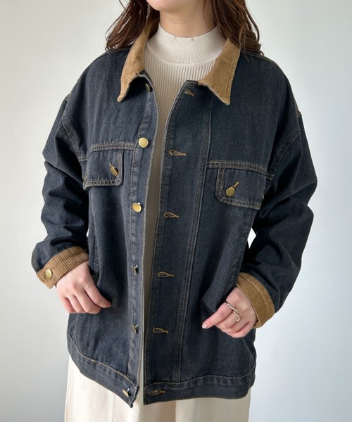 CLEA(クレア)の「ビッグシルエット デニムジャケット(デニムジャケット・レディース・ブルー/ブラック・FREE)」の5枚目の写真