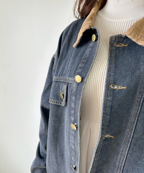 CLEA(クレア)の「ビッグシルエット デニムジャケット(デニムジャケット・レディース・ブルー/ブラック・FREE)」の7枚目の写真