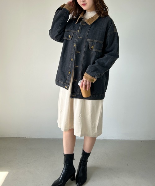 CLEA(クレア)の「ビッグシルエット デニムジャケット(デニムジャケット・レディース・ブルー/ブラック・FREE)」の8枚目の写真