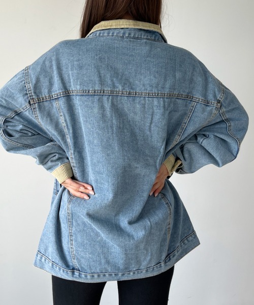CLEA(クレア)の「ビッグシルエット デニムジャケット(デニムジャケット・レディース・ブルー/ブラック・FREE)」の15枚目の写真