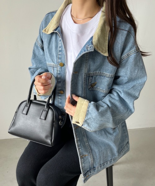 CLEA(クレア)の「ビッグシルエット デニムジャケット(デニムジャケット・レディース・ブルー/ブラック・FREE)」の14枚目の写真