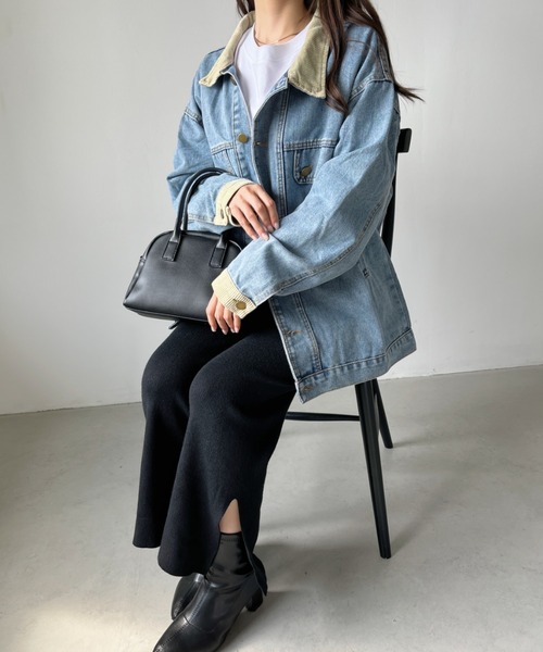 CLEA(クレア)の「ビッグシルエット デニムジャケット(デニムジャケット・レディース・ブルー/ブラック・FREE)」の18枚目の写真