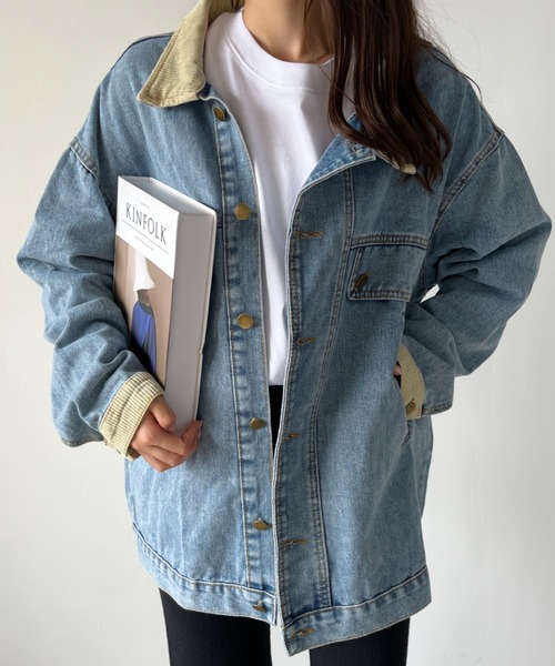 CLEA(クレア)の「ビッグシルエット デニムジャケット(デニムジャケット・レディース・ブルー/ブラック・FREE)」の12枚目の写真