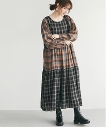 ESCAR | ■ESCAR　チェックキリカエティアードワンピース(ワンピース)