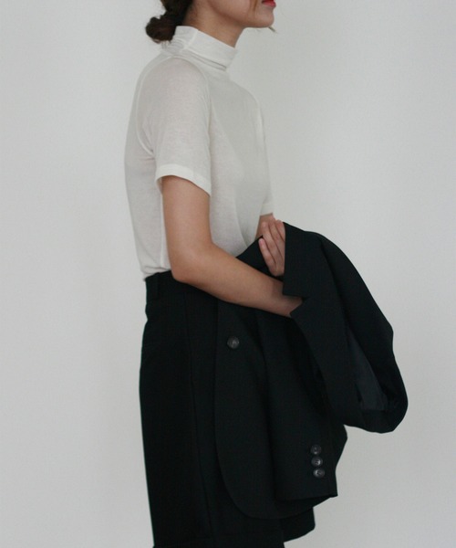 MUYMONA(ムイモナ)の「ハーフスリーブ ウールタートルトップ mmw22a002【MUYMONA】【2022AW】(Tシャツ/カットソー・レディース・ブラック/ベージュ/クリーム・FREE)」の8枚目の写真