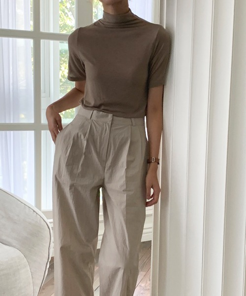 MUYMONA(ムイモナ)の「ハーフスリーブ ウールタートルトップ mmw22a002【MUYMONA】【2022AW】(Tシャツ/カットソー・レディース・ブラック/ベージュ/クリーム・FREE)」の4枚目の写真