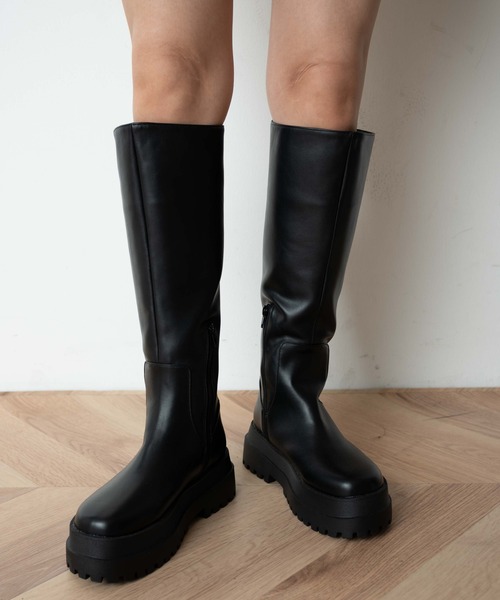 WEGO（ウィゴー）の「★WEGO/ボリュームロングブーツ（ブーツ・レディース・ブラック・MEDIUM/LARGE）」の4枚目の写真