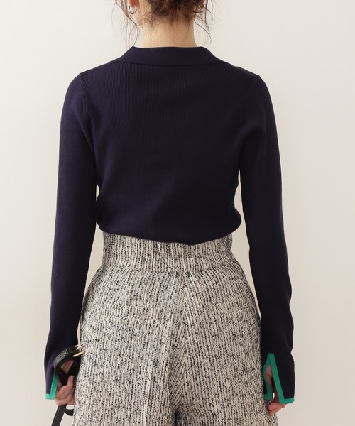 N.(N. Natural Beauty Basic)(エヌエヌナチュラルビューティーベーシック)の「◆バイカラーライン長袖ポロニット(ニット/セーター・レディース・ブラウン/ナチュラル/ネイビー・MEDIUM)」の12枚目の写真