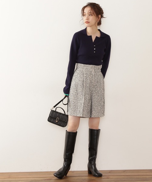 N.(N. Natural Beauty Basic)(エヌエヌナチュラルビューティーベーシック)の「◆バイカラーライン長袖ポロニット(ニット/セーター・レディース・ブラウン/ナチュラル/ネイビー・MEDIUM)」の9枚目の写真