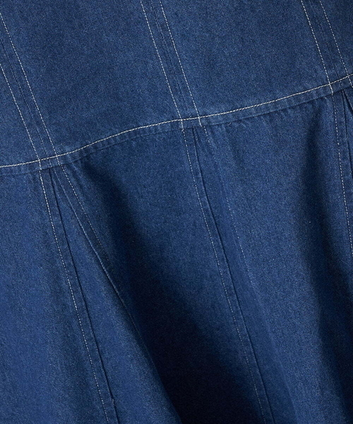 A de a.v.v（アードアー・ヴェ・ヴェ）の「襟付きシフォンドッキングデニムマーメイドワンピ―ス（ワンピース・レディース・ブルー/チャコールグレー・36/38）」の21枚目の写真