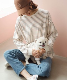 【一部店舗限定】おもちくん×ROPE' PICNIC/マルチボーダーロングTシャツ