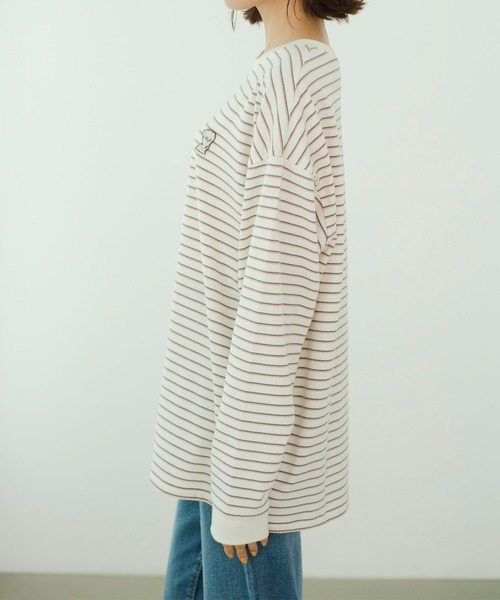 ROPE' PICNIC(ロペピクニック)の「【一部店舗限定】おもちくん×ROPE' PICNIC/マルチボーダーロングTシャツ(Tシャツ/カットソー・レディース・ホワイト系その他・38)」の2枚目の写真