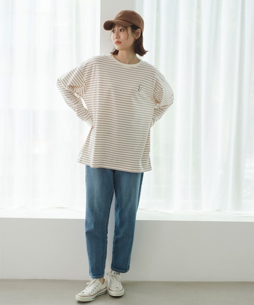 ROPE' PICNIC(ロペピクニック)の「【一部店舗限定】おもちくん×ROPE' PICNIC/マルチボーダーロングTシャツ(Tシャツ/カットソー・レディース・ホワイト系その他・38)」の14枚目の写真